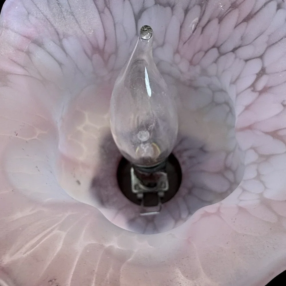 Underwriters Laboratories Portable Lamp Cherub Floral Tulip Glass Table Lamp 6